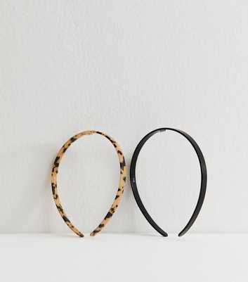 Pack Of 2 Black and Tortoiseshell Skinny Headbands