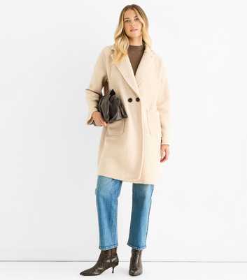 Gini London Oatmeal Shearling Double Breasted Coat