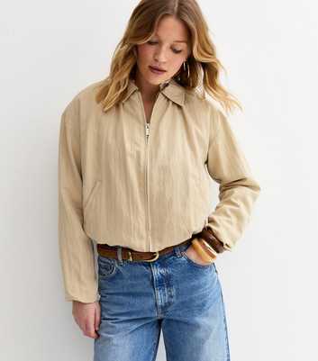 Stone Bubble Hem Bomber Jacket