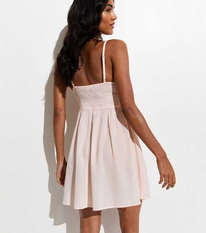 Light Pink Crochet Top Mini Dress | New Look