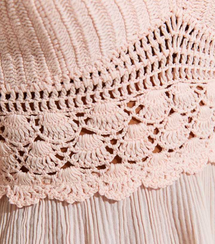 Light Pink Crochet Top Mini Dress | New Look