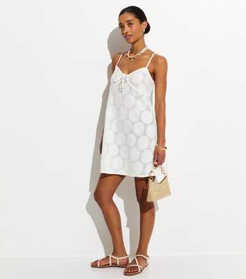 White Floral Lace Beach Mini Dress