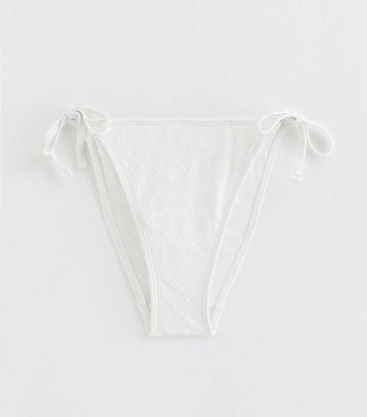 White Starfish Jacquard Tie Side Bikini Bottoms