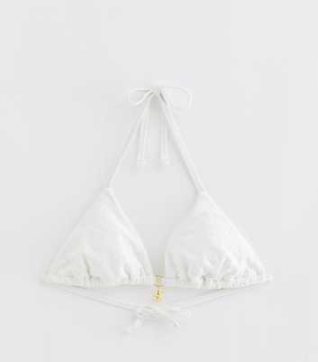 White Starfish Jacquard Triangle Bikini Top