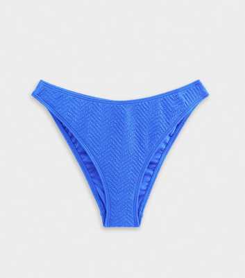 Blue Textured Hipster Bikini Briefs