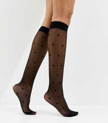 Black Heart Knee High Tights