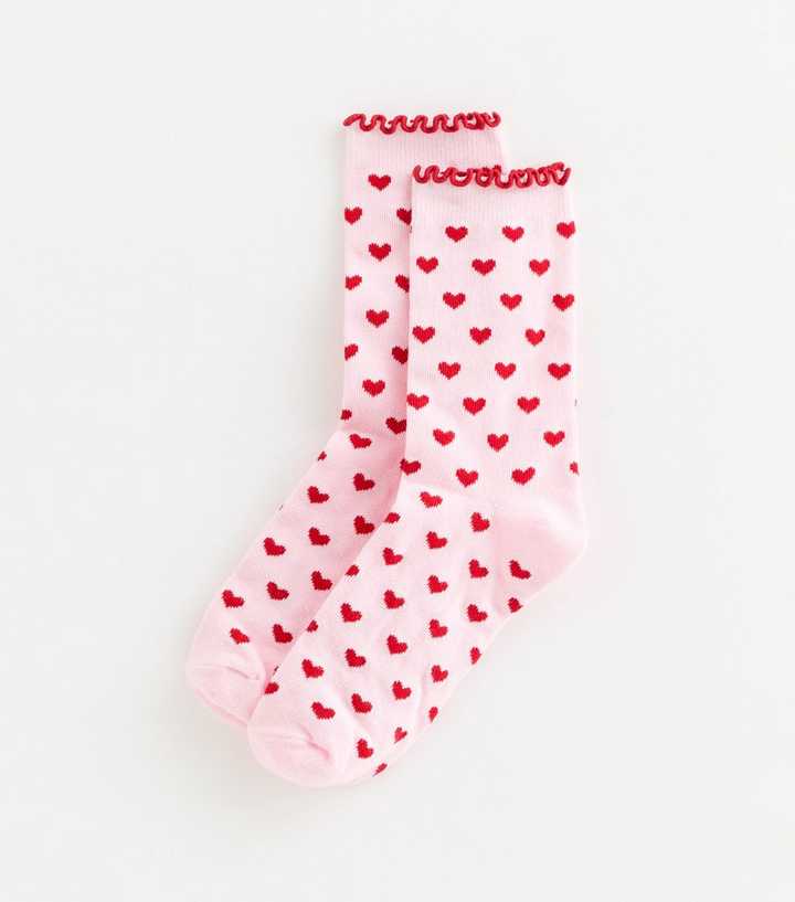 Pink Heart Frilly Socks