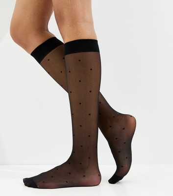 Black Polka Dot Knee High Tights