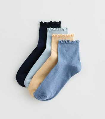 Pack of 4 Blue Frilly Trimmed Socks