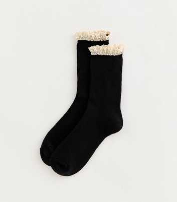 Black Crochet Trim Socks