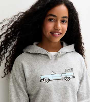 Girls Grey Retro Car Cropped Hoodie