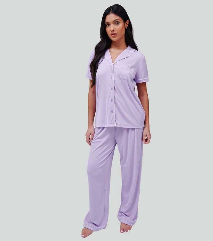 Loungeable Lilac Shirt and Trousers Pyjama Set
