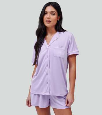Loungeable Lilac Shirt and Shorts Pyjama Set
