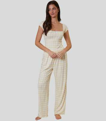 Loungeable Yellow Gingham Pyjama Set