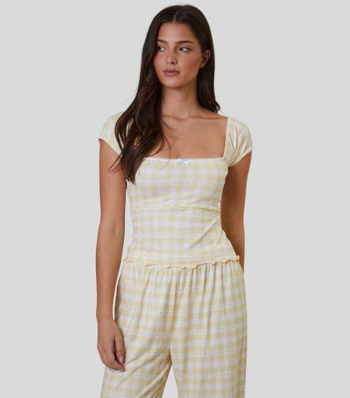 Loungeable Yellow Gingham Pyjama Set