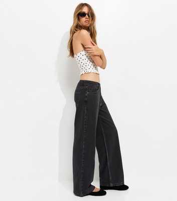 Black Low Rise Wide Leg Jeans
