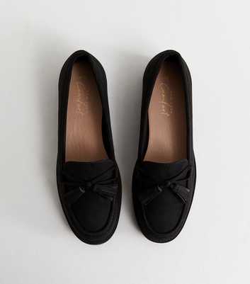 Black Faux Suede Bow Applique Loafer
