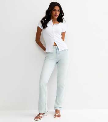 Light Blue Super Bleach Wash Straight Leg Jeans