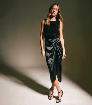 Black Sequin 2 in 1 Midi Dress