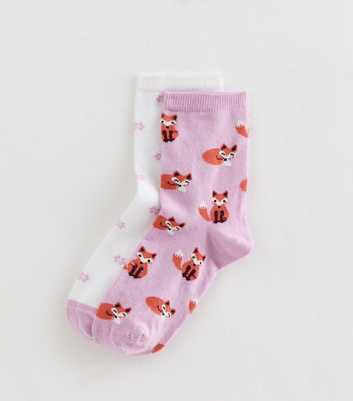 Pack of 2 White and Pink Patterned Socks