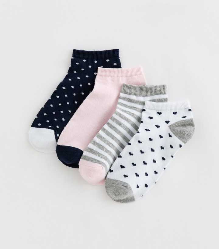 Pack of 4 Multicolour Patterned Trainer Socks