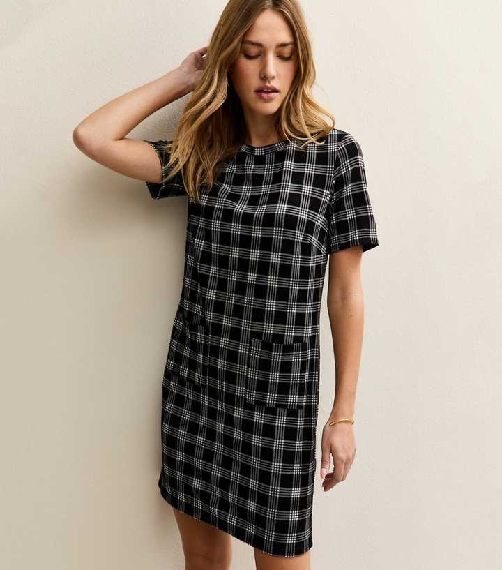 Black Check T-Shirt Mini Dress