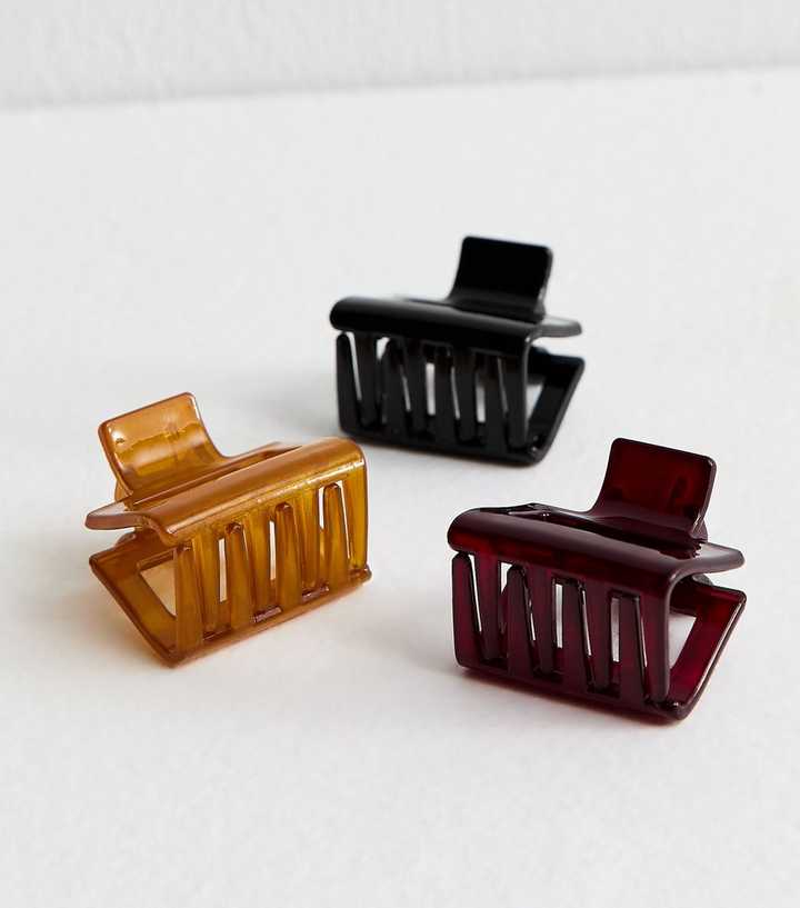 Multicolour Pack Of 3 Mini Translucent Rectangular Bulldog Clips
