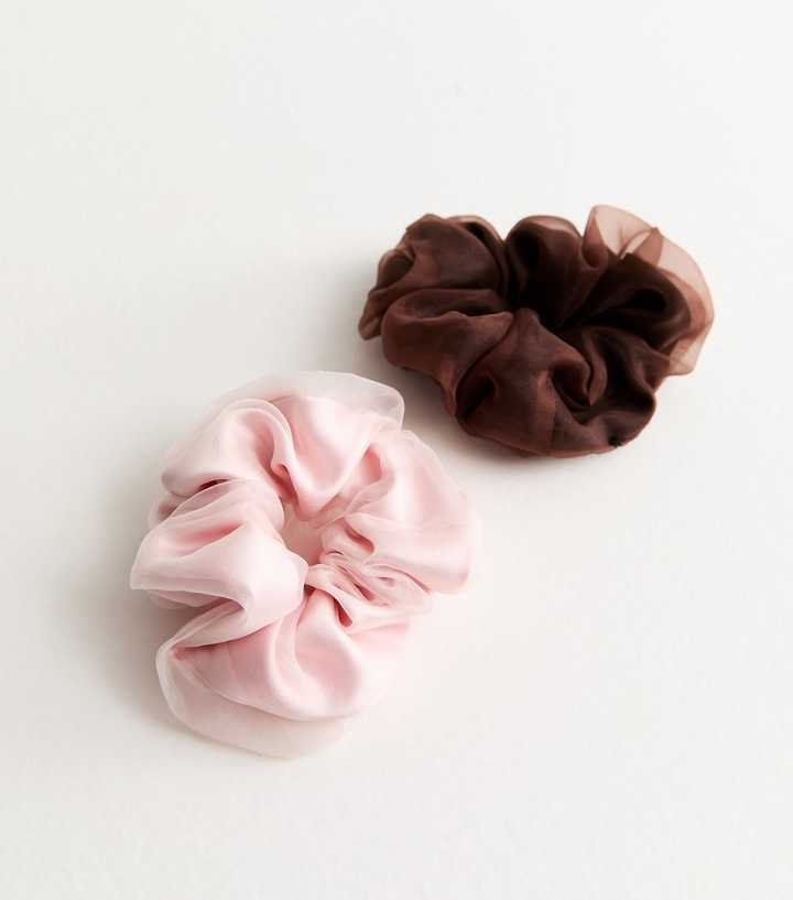 Pack of 2 Pink Organza Scrunchies