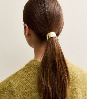 Gold Metallic Circle Detail Pony Hair Tie