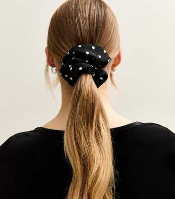 Black Polka Dot Scrunchie