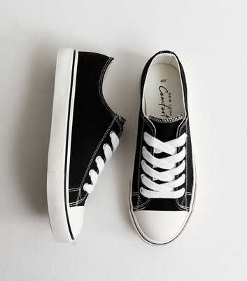 Black Canvas Lace Up Trainers