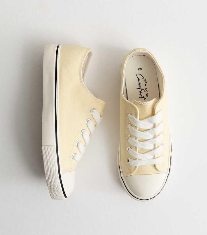 Yellow Canvas Lace Up Trainers