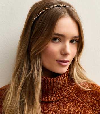 Gold Skinny Metal Weave Aliceband