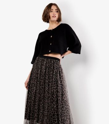 Apricot Brown Leopard Tulle Skirt