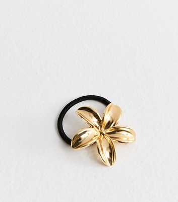 Gold Tone Tropical Flower Hair Tie