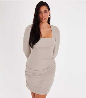 sachin and babi light blue dress Parisian sequin halter neck cut out front mini dress in champagne
