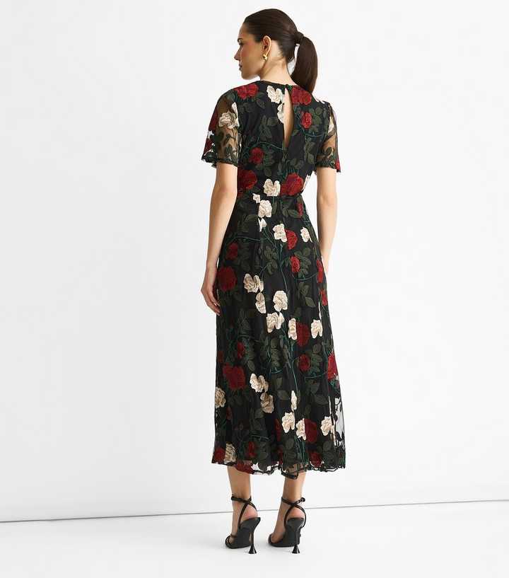 sachin and babi light blue dress Midi Wedding Guest Dress with Floral Embroidery– PromGirl main image 0