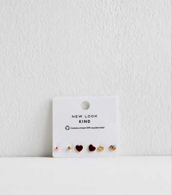 Pack Of 3 Gold Tone Stud Earrings