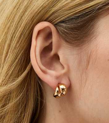 Gold Tone Double Knot Stud Earrings