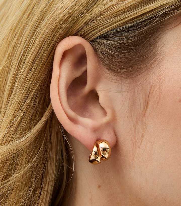 Gold Tone Double Knot Stud Earrings