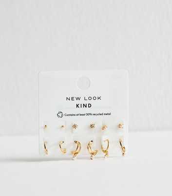 Pack of 6 Gold Tone Mini Diamante Hoop and Stud Earrings