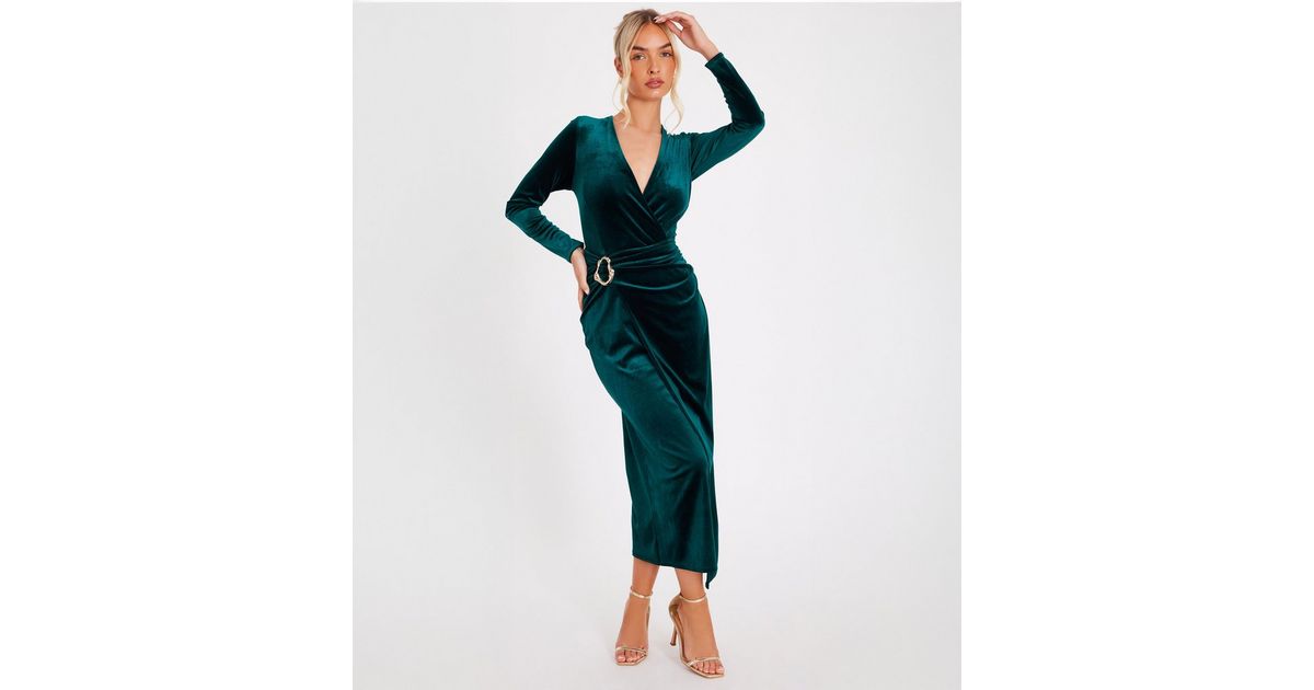 Velvet Maxi Dress Quiz Green Dress Velvet Velvet Maxi Dress In Emerald Green  LUCY IN THE