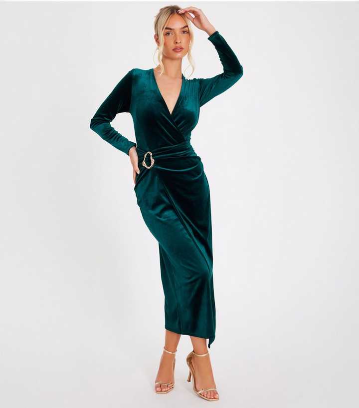 green emerald velvet dress Maya Mid Green Floral Embroidered Tiered Midaxi Dress  Maya Deluxe