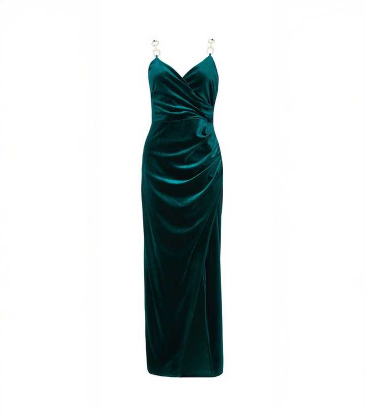 green emerald velvet dress Raven Crepe and Velvet Dress in Dark-Green  Rhea Costa