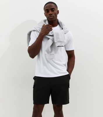 Black Regular Jersey Cargo Shorts