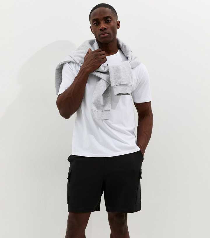 Black Regular Jersey Cargo Shorts