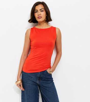 Bright Orange Slash Neck Vest Top
