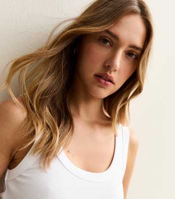 White Wide Trim Scoop Vest Top