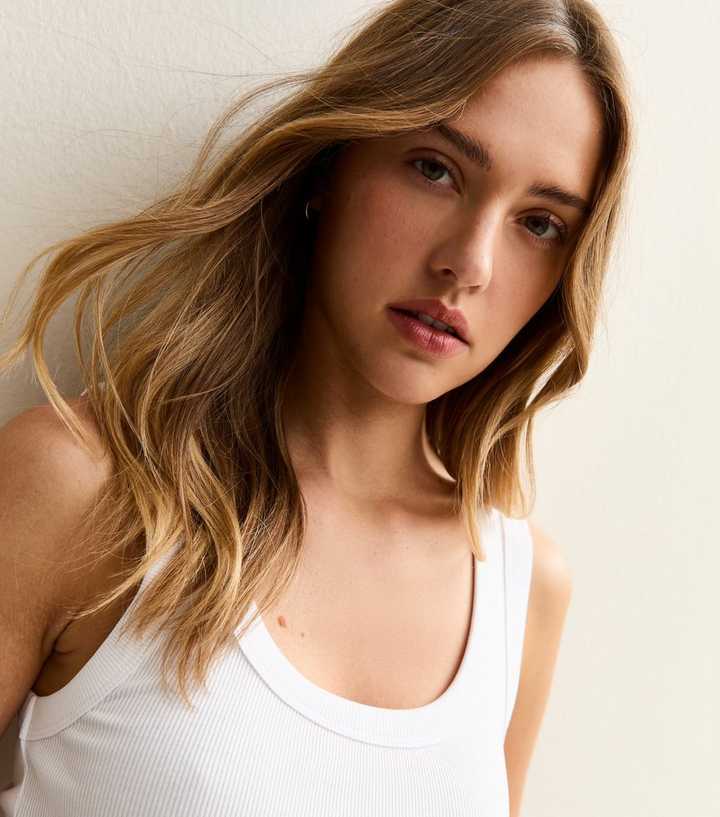 White Wide Trim Scoop Vest Top