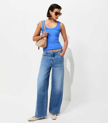 Bright Blue Wide Trim Scoop Vest Top